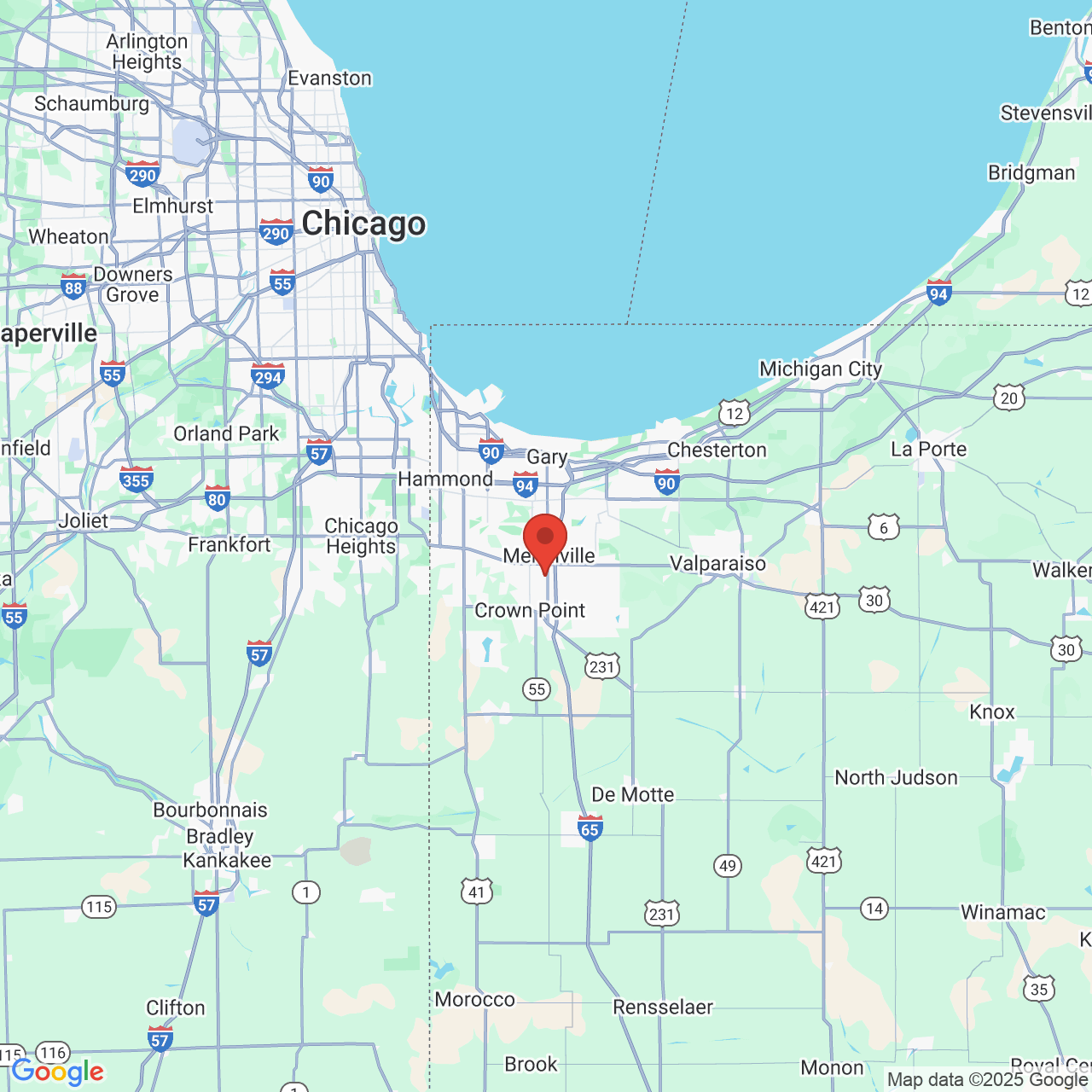 Google map image of our location in 303 W 89th Ave Merrillville, IN