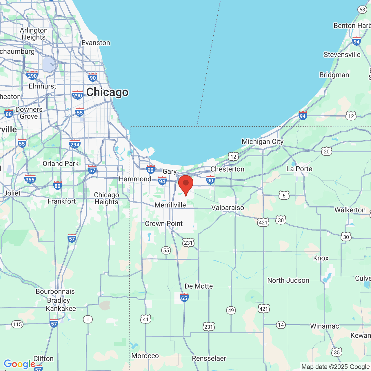 Google map image of our location in 1400 S Lake Park Ave Hobart, IN